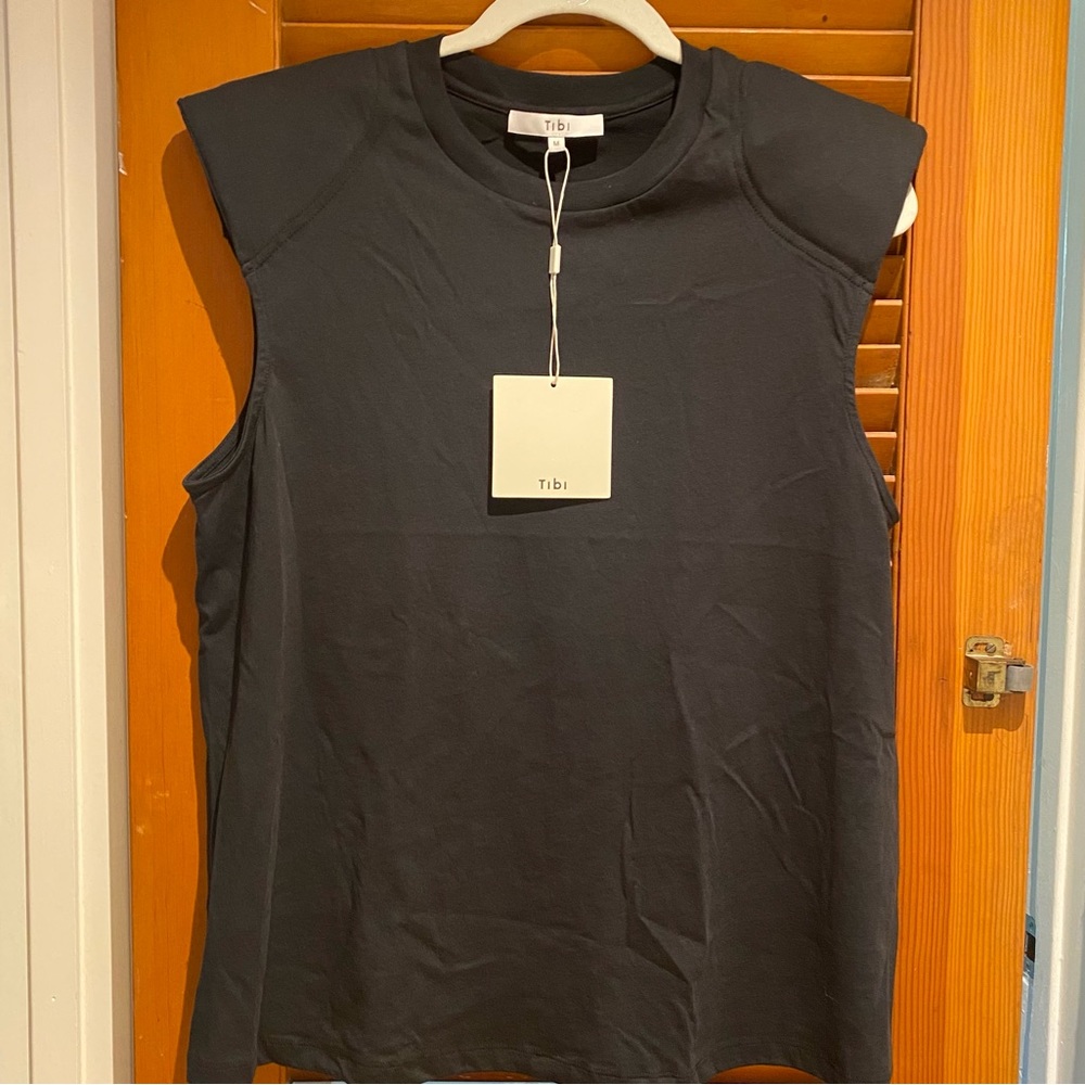 Tibi Padded Shoulder Sleeveless Top NWT